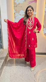 Super Royal Kundan necklace full suit in farshi salwar in red