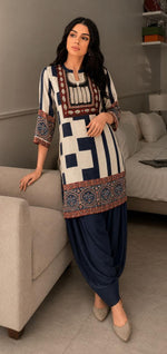 Pretty crepe ajrakh farshi kurta pant