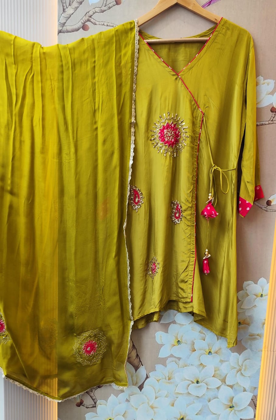 Wow crepe silk premium handwork paired with plazzo pant
