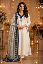 Premium Dobby cotton with highlighted pocket and embroidery lining suit set