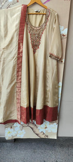 Wow tissue Anarkali suit set weigh red brocade detailing