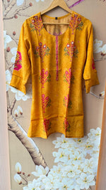 Pure crepe Patola co ord in yellow
