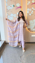 Designer handwork tissue suit set in lilac