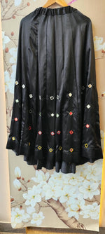 Pretty gaji silk real mirror skirt in black