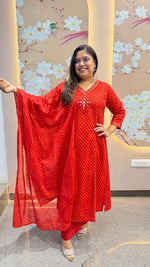 Pure cotton real mirror full suit set in red
