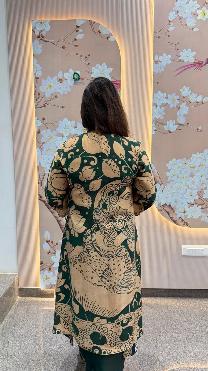 Super pretty Mul silk kurta pant in green