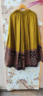 Super pretty ajrakh real mirror skirt / lehenga set in cotton in yellow