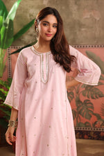 Super pretty Mul cotton farshi salwar with mirror work n gotta detailing in baby pink