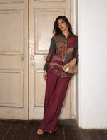 Pure crepe digital printed Co ord in wine