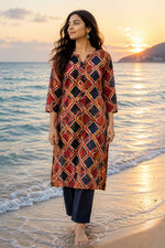 Pure cotton ajrakh multi kurti