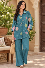 Premium Mul chanderi with inner and paired with linen pants in blue