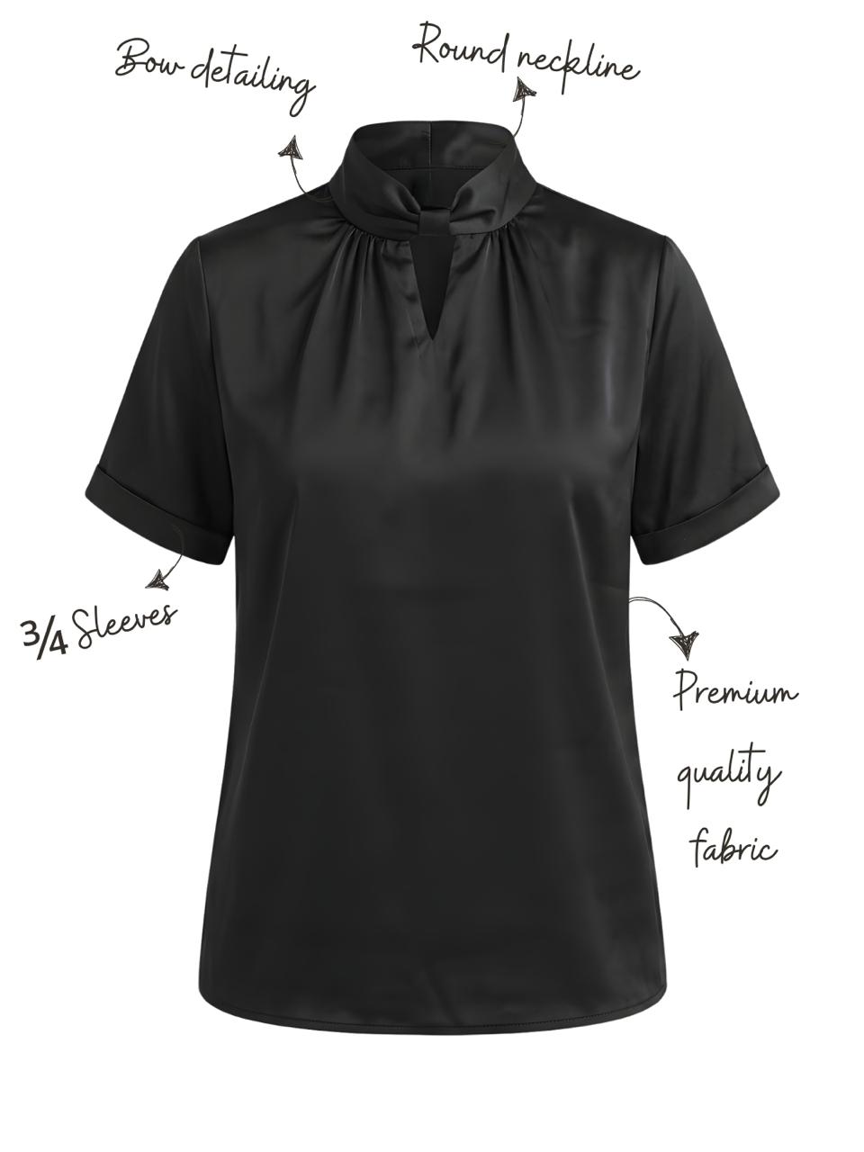 Satin silk black top
