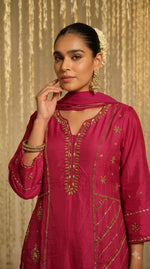 Super pretty Rani pink zardosi work full suit set