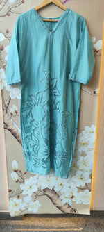 Pretty Mul chanderi cutwork suit set in blue