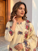 Linen chanderi githan work full suit set