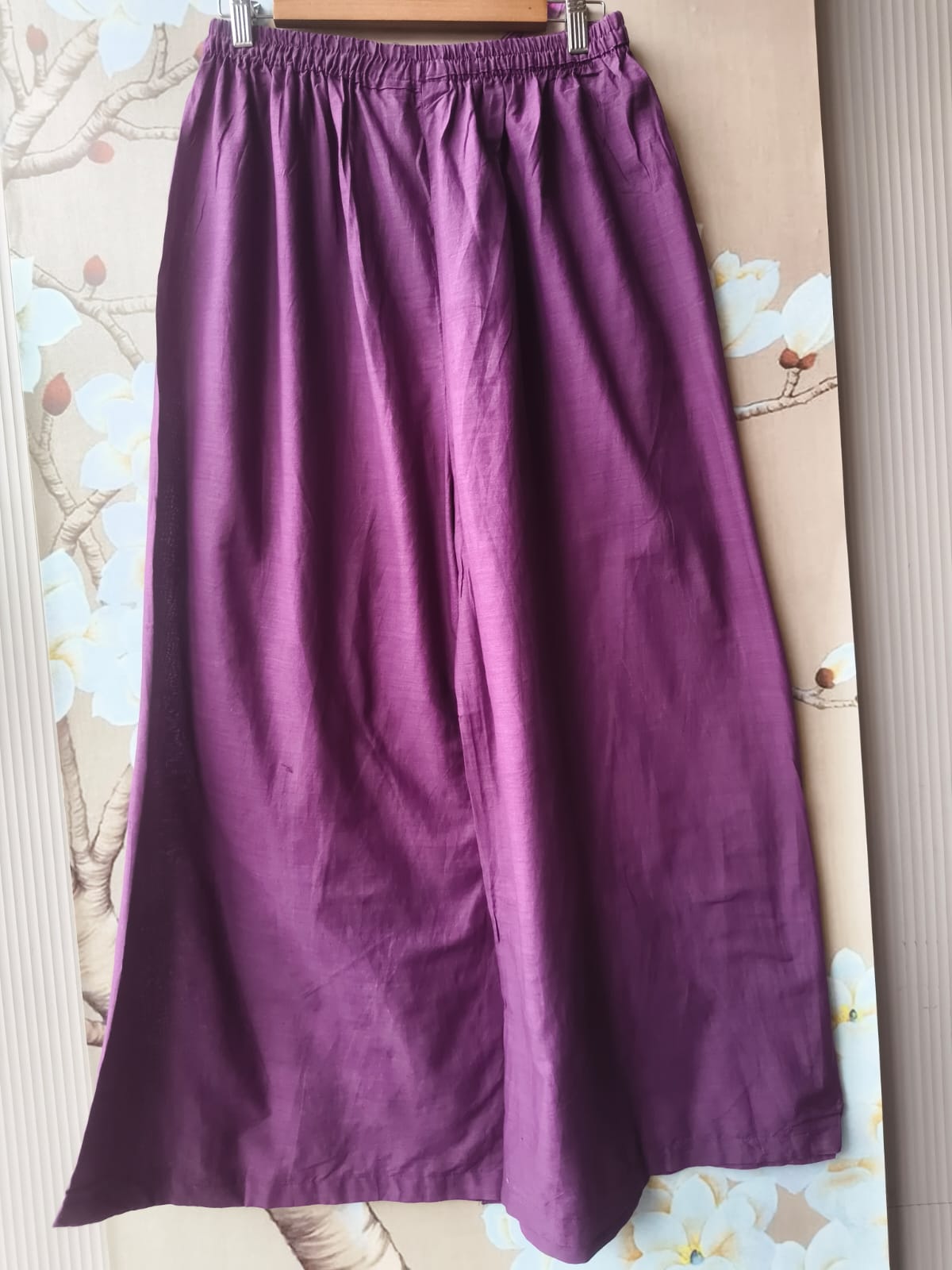 Pretty cotton real mirror block print dupatta set in purple