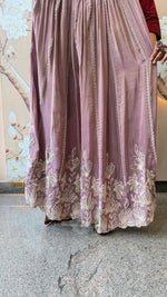 Tissue applique suit set heavy party wear with heavy pearl work