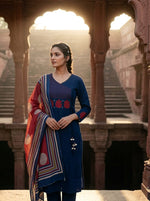 Super smart designer cotton suit set with contrast dupatta