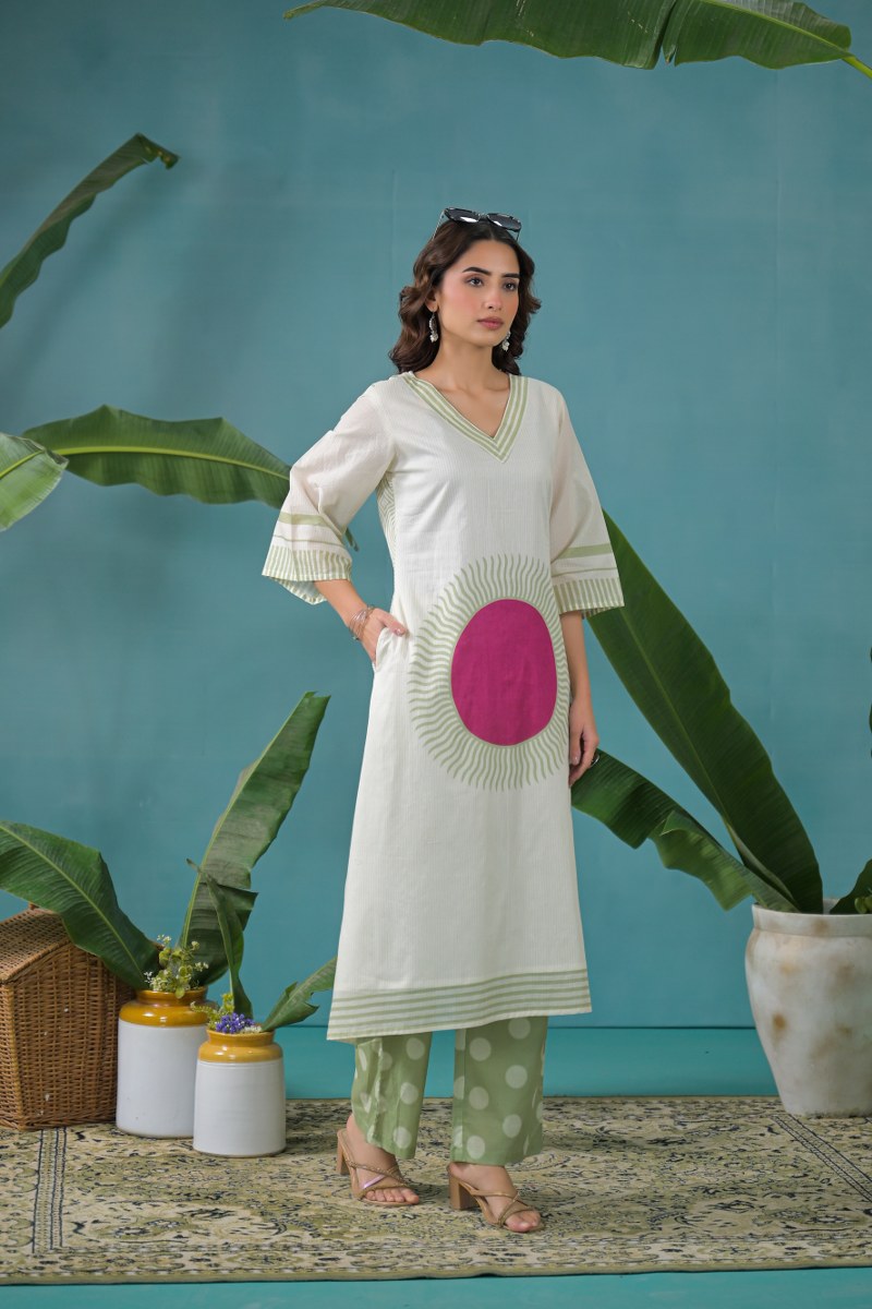 Premium Mul cotton lining Co ord in green