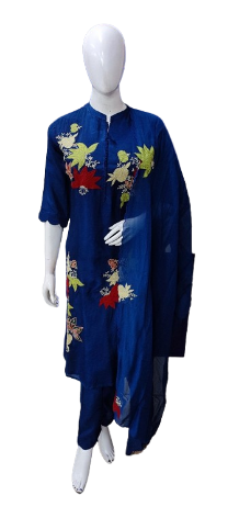 Gorgeous appliqué work full suit set with organza dupatta