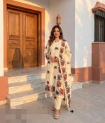 Linen chanderi githan work full suit set