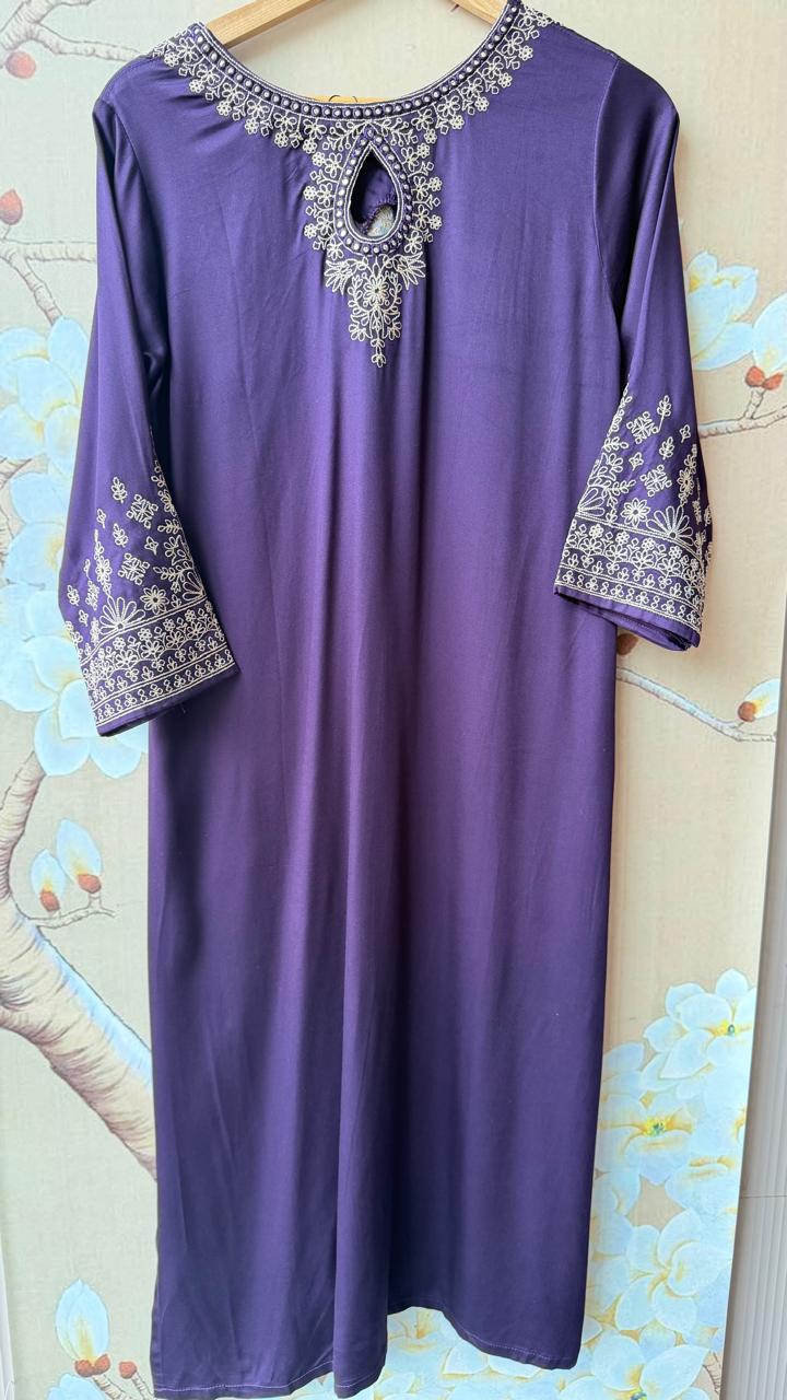 Premium gaji silk with ajrakh dupatta in purple with pretty designer back