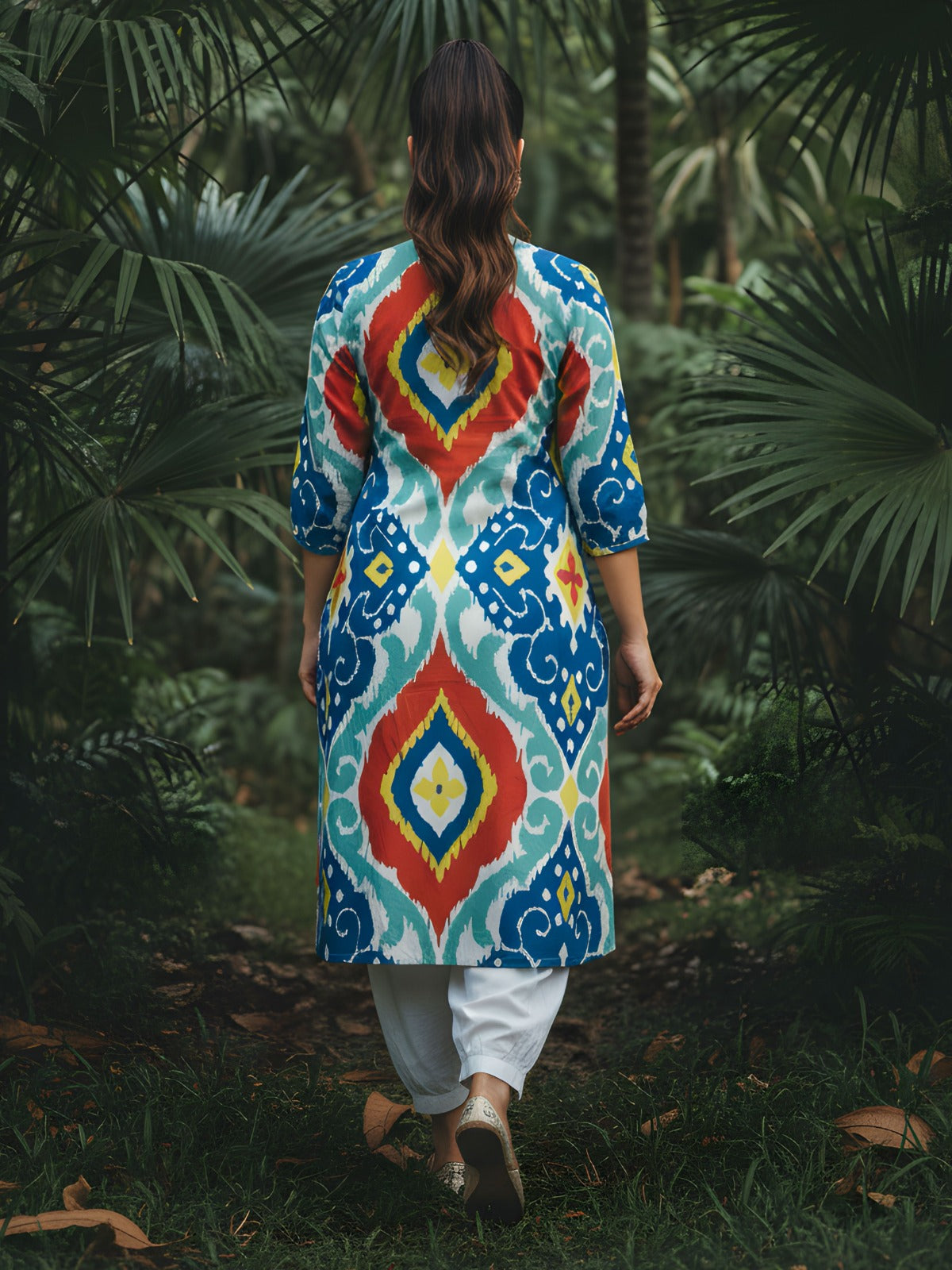 Premium cotton Ikkat printed Afghani pant set