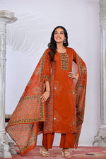 Super pretty ajrakh cotton suit set in orange