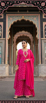 Pink georgette plazzo full suit set