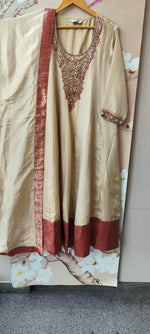 Wow tissue Anarkali suit set weigh red brocade detailing