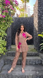 Premium salsa applique co ord set in pink