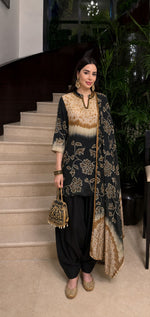 Pure crepe farshi salwar suit set in black