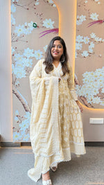 Wow shifli Mul cotton lining full suit set in beige