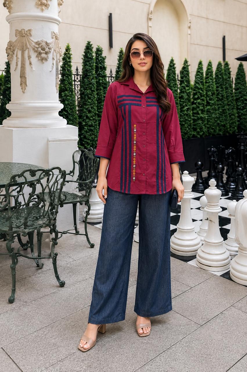 Super soft denim cotton wine co ord