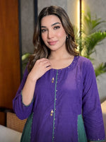 Premium pure Banarasi mul chanderi with lining and bead work in purple