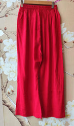 Pretty Mul chanderi in red with applique embroideryFull suit
