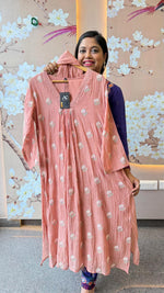 Favourite is restocked in your favourite blush pink colour! Fully embroidered Mul chanderi suit set