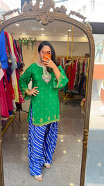 Pure crepe digital printed farshi salwar suit set in green