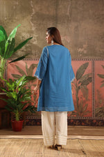 Mul cotton with lining all over foil mirror work Co ord in blue in blue