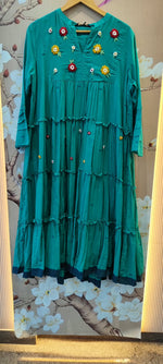 Handloom cotton embroidered blue one piece