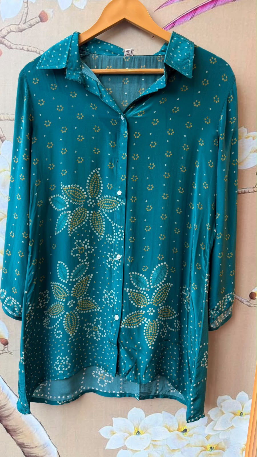 Pretty crepe bandhani co ord in blue