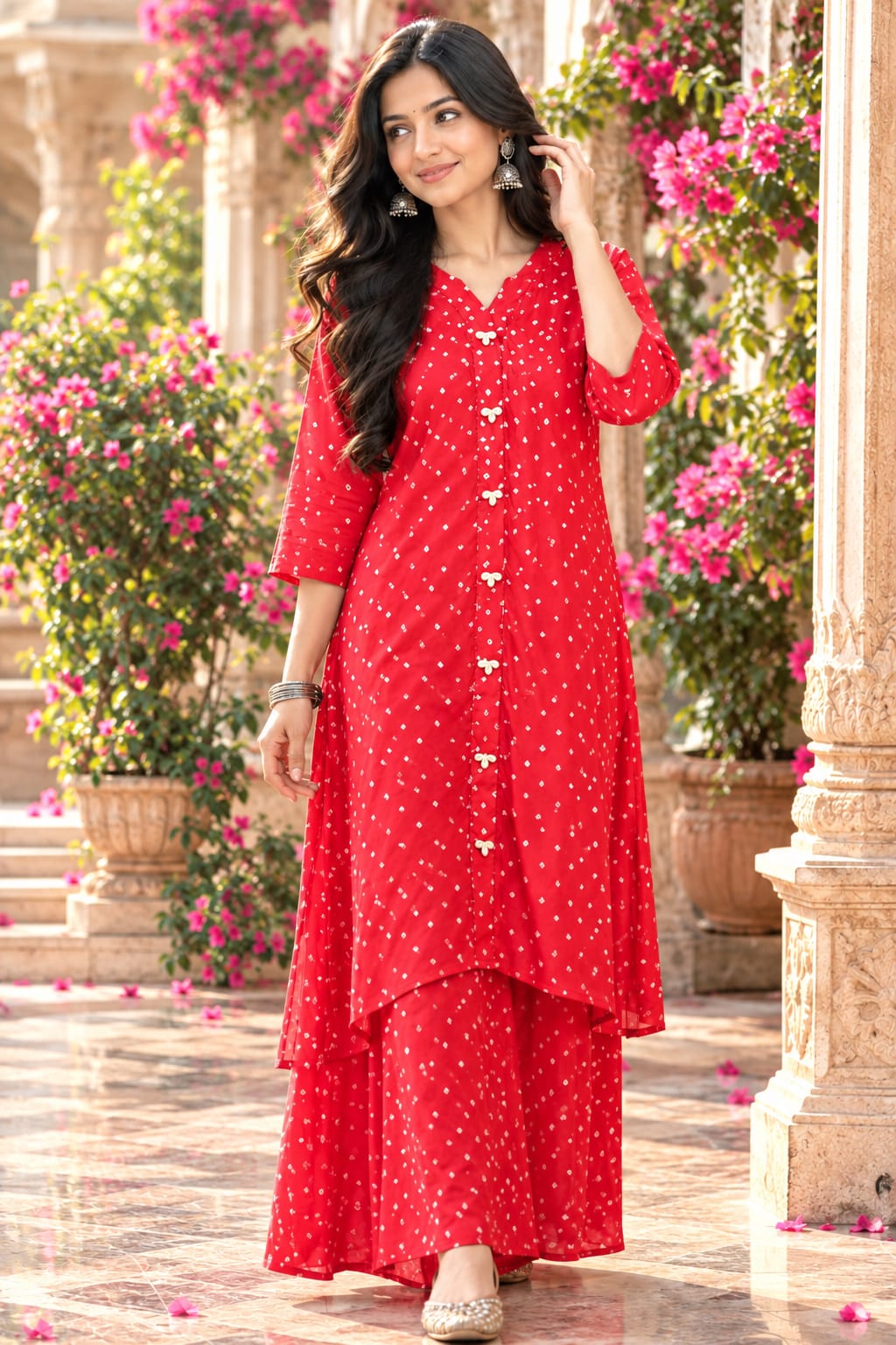 Pure crepe digital printed Co ord set in pink