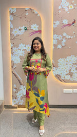 Super pretty Mul silk digital printed kurta pant in green