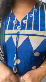 Pure crepe farshi salwar blue polka dot suit set in royal blue