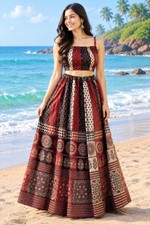 Premium gaji red n black skirt