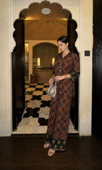 Gaji silk printed plazzo set in red