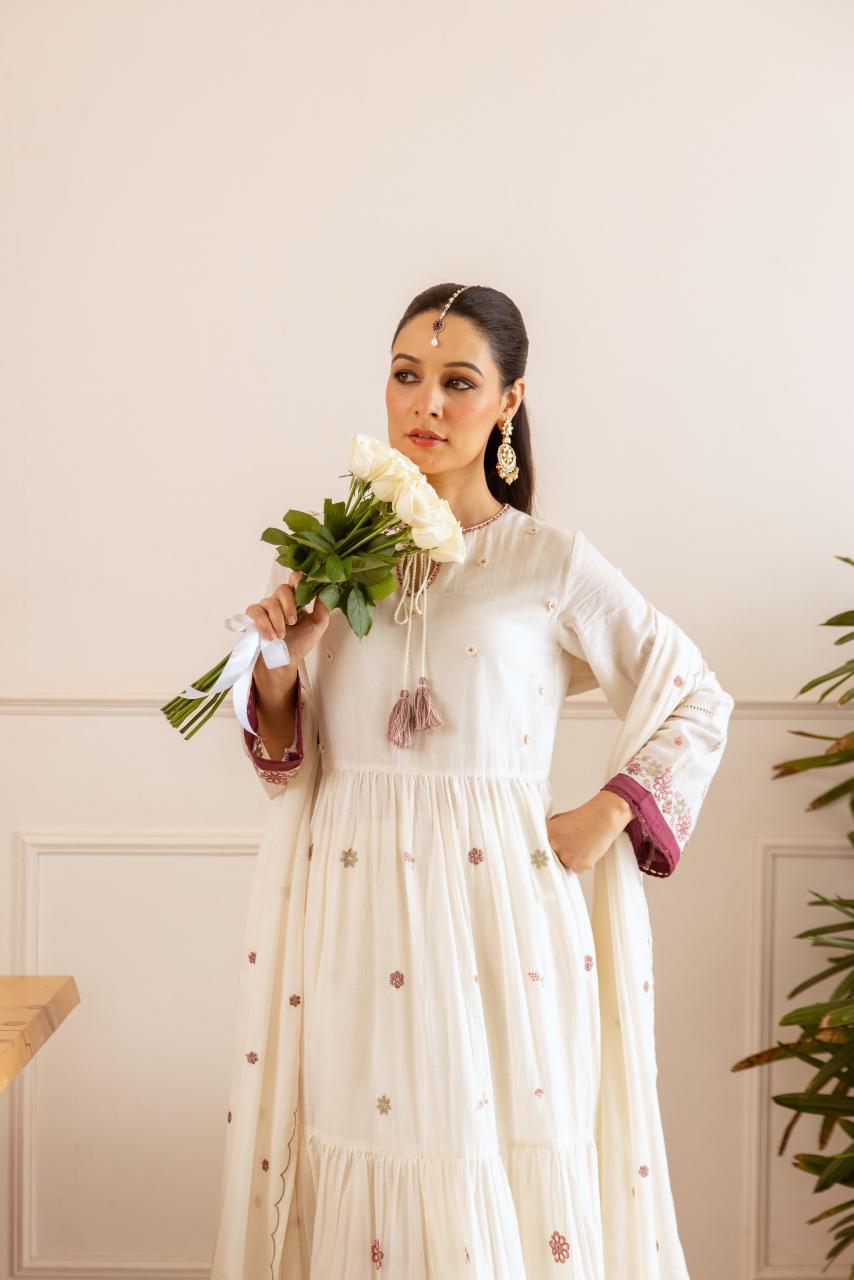 Wow mul cotton embroidery Anarkali suit set