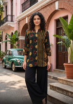 Pure crepe with designer button co ord