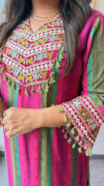 Pure Mul silk with gotta detailing Farsi salwar