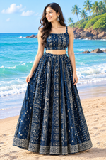 Blue cotton indigo skirt